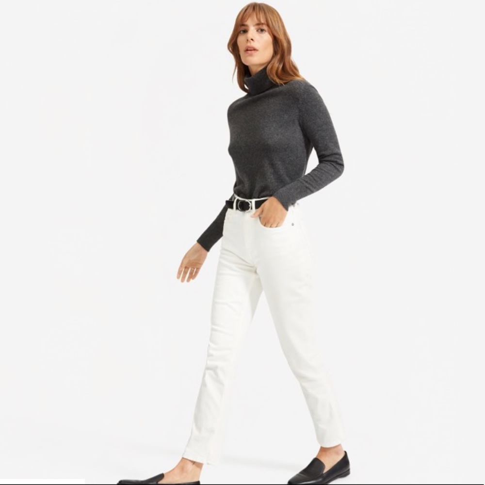 Everlane High Rise Straight Jean - white, size 26